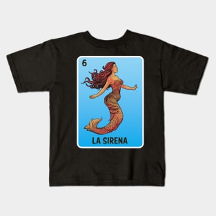 Mexican Lottery La Sirena  "The Mermaid" Game of Mexico Loteria Design Kids T-Shirt